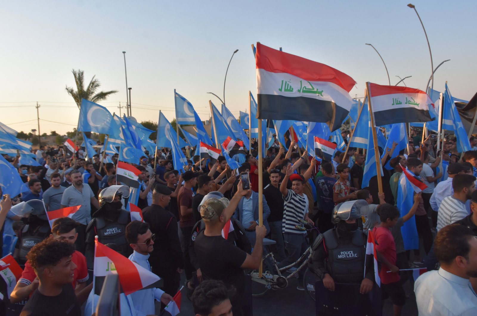 The Turkmen community stages a protest against the governor&#039;s election in Kirkuk, Iraq, Aug. 13, 2024. (AA Photo)