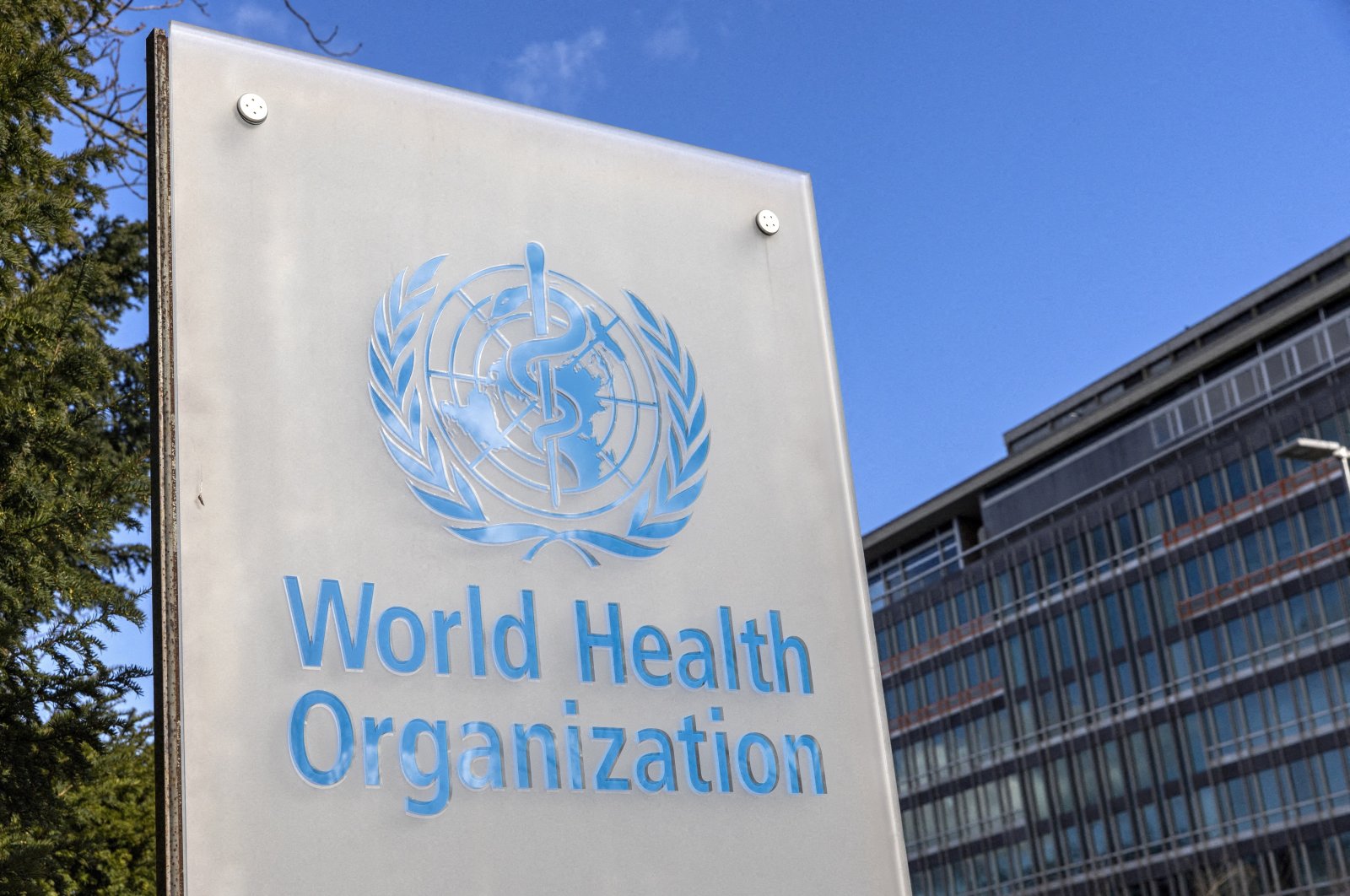 The World Health Organization (WHO) logo is seen near its headquarters in Geneva, Switzerland, Feb. 2, 2023. (Reuters Photo)