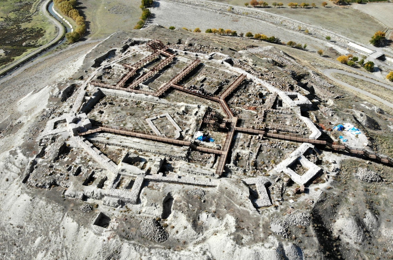 An aerial view of Altıntepe reveals its well-preserved Urartian history, Erzincan, Türkiye, Sept. 4, 2024. (IHA Photo)