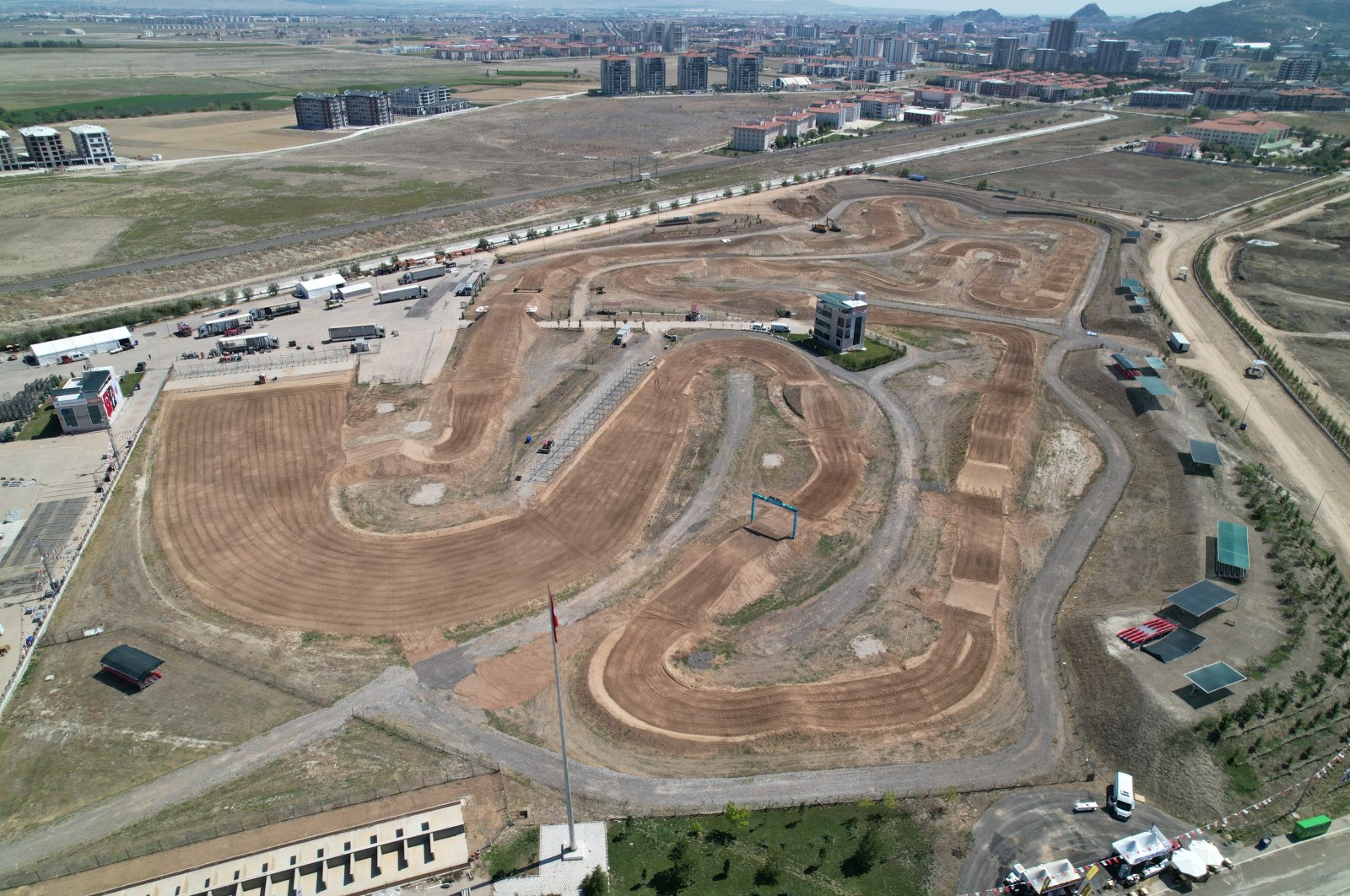 An aerial view of the World Motocross Championship (MXGP Of Türkiye) lanes, Afyonkarahisar, Türkiye, Sept. 4, 2024. (AA photo)