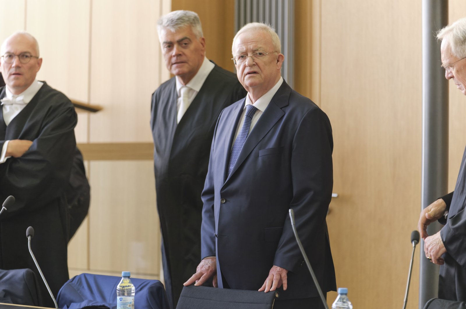 Former Volkswagen CEO Martin Winterkorn (C) attends his trial on suspicion of fraud, making false statements and market manipulation in Braunschweig, Germany, Sept. 3, 2024. (EPA Photo)