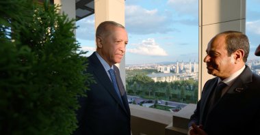 President Recep Tayyip Erdoğan and Egyptian President Abdel-Fattah el-Sissi hold a joint news conference at the Presidential Complex after their meeting, Ankara, Türkiye, Sept. 4, 2024. (AA Photo)