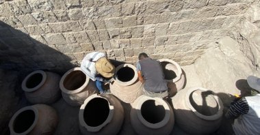 A food storage facility from the Seljuk period was discovered during excavations at the Ani ruins, Kars, Türkiye, Sept. 5, 2024. (DHA Photo)