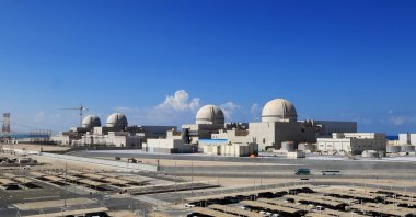 A handout picture obtained from the media office of the Barakah Nuclear Power Plant on Feb. 13, 2020, shows a general view of the power plant in the Gharbiya region of Abu Dhabi on the Gulf coastline about 50 kilometers west of Ruwais, United Arab Emirates. (AFP Photo)