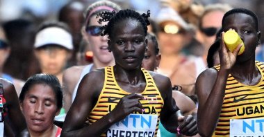 Uganda&#039;s Rebecca Cheptegei in action during the women&#039;s marathon final, in Budapest, Hungary, Aug. 26, 2023. (Reuters File Photo)