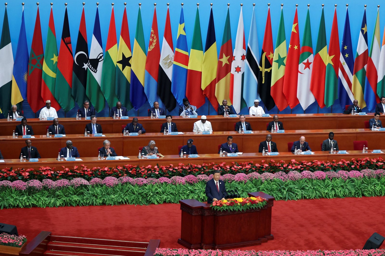 Chinese President Xi Jinping delivers his keynote speech at the opening ceremony of the ninth Forum on China-Africa Cooperation (FOCAC) Summit, at the Great Hall of the People in Beijing, China, Sept. 5, 2024. (Reuters Photo)