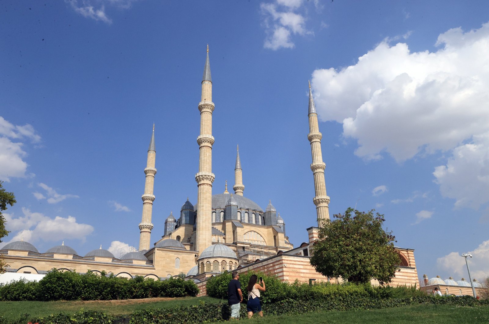 A general view shows the Selimiye Mosque as the restoration works resume in the cultural and historical site, Edirne, western Türkiye, Sept. 5, 2024. (AA Photo)