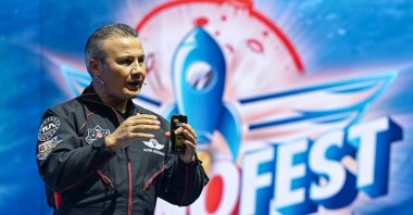 Türkiye’s first astronaut, Alper Gezeravcı, speaks at a Teknofest event in Antalya, southern Türkiye, Sept. 5, 2024. (AA Photo)