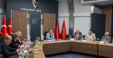 Republican People's Party’s (CHP) Chairperson Özgür Özel is seen at a meeting of the foreign policy consultancy board at the party headquarters in the capital Ankara, Türkiye, Sept. 5, 2024 (AA Photo)
