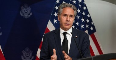 U.S. Secretary of State Antony Blinken speaks during a press conference at the end of his one-day visit to Haiti at the Toussaint Louverture International Airport in Port Au Prince on Sept. 5, 2024. (Reuters Photo)
