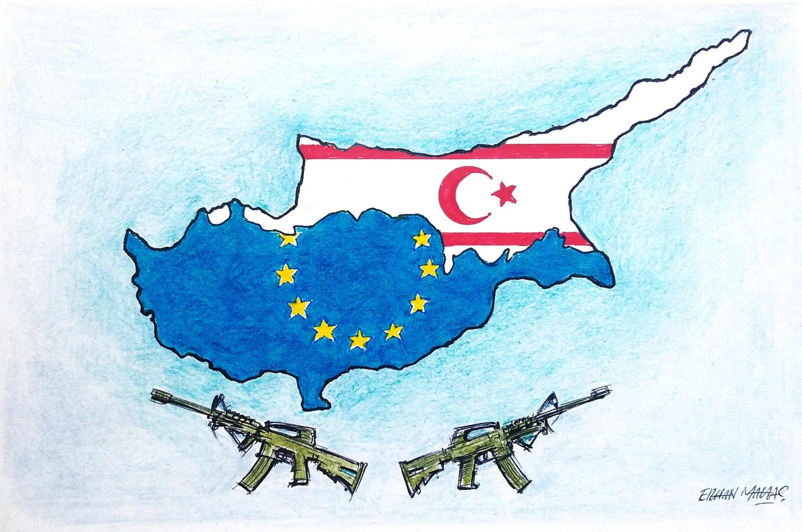 Turkish Cypriots must stop being sidelined, while Western imperialism can no longer steer Cyprus&#039;s destiny. (Illustration by Erhan Yalvaç)