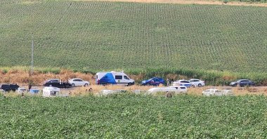 Gendarmerie and ambulances investigate the site where Narin Güran’s body was found in Eğertutmaz Stream, Diyarbakır, southeastern Türkiye, Sept. 8, 2024.