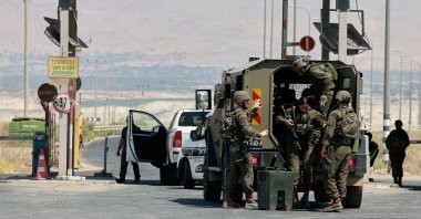 Israeli soldiers at the border crossing between the occupied West Bank and Jordan, Sept. 8, 2024. (Reuters Photo)