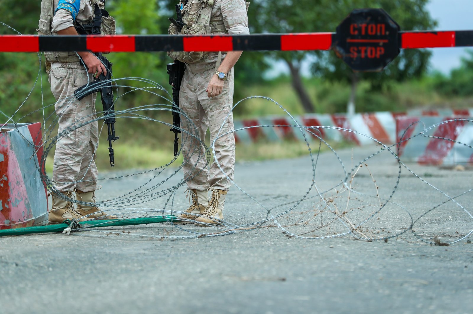 Russian peacekeepers at the Aghdam-Khankendi border in Aghdam, Azerbaijan, Aug. 30, 2023. (Getty Images Photo)