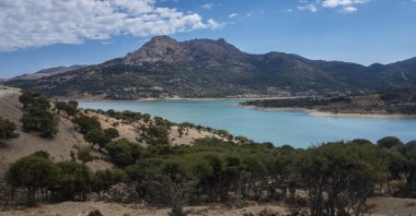 An aerial view shows Gökçeada, formerly known as Imroz, the largest island in Türkiye, located in the Aegean Sea, near the entrance to the Çanakkale Strait. (Getty Images Photo)