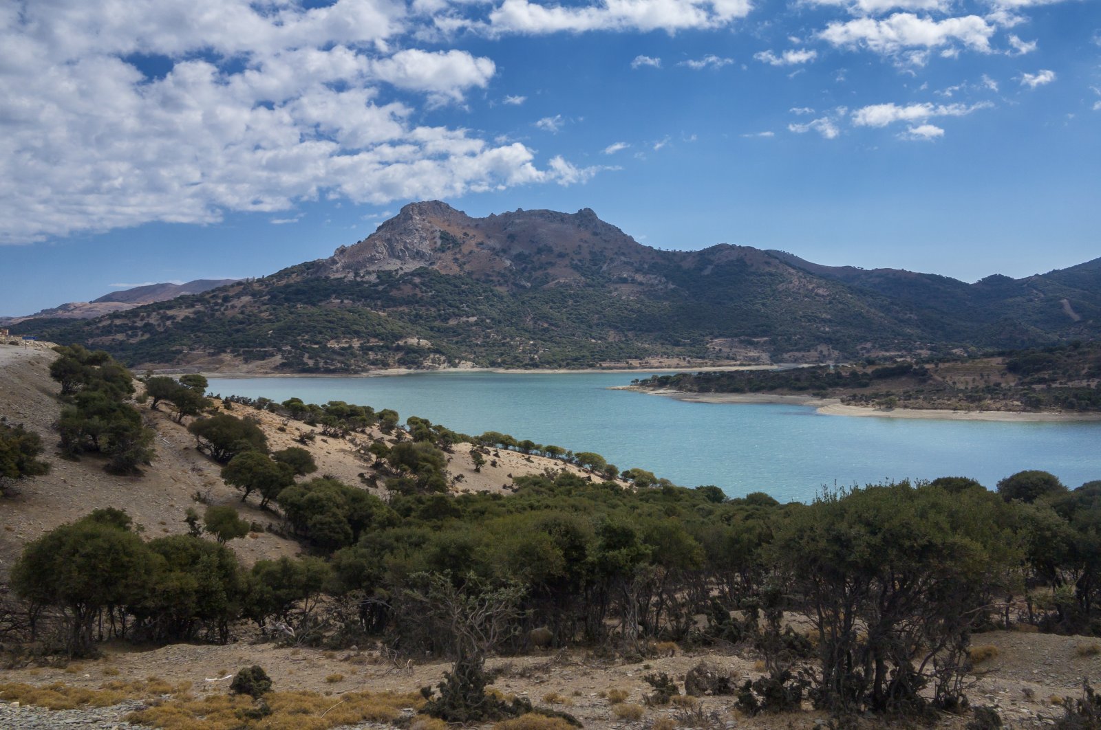 An aerial view shows Gökçeada, formerly known as Imroz, the largest island in Türkiye, located in the Aegean Sea, near the entrance to the Çanakkale Strait. (Getty Images Photo)