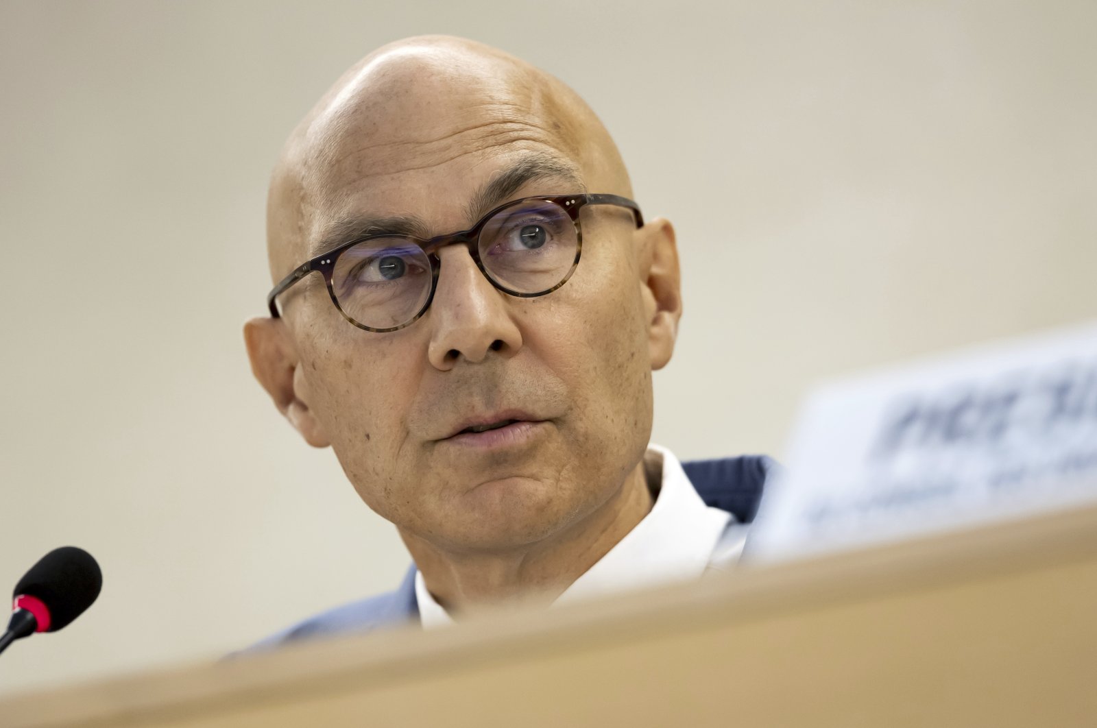 U.N. High Commissioner for Human Rights Volker Türk speaks at a program in Geneva, Switzerland, Sept. 9, 2024. (AP Photo)