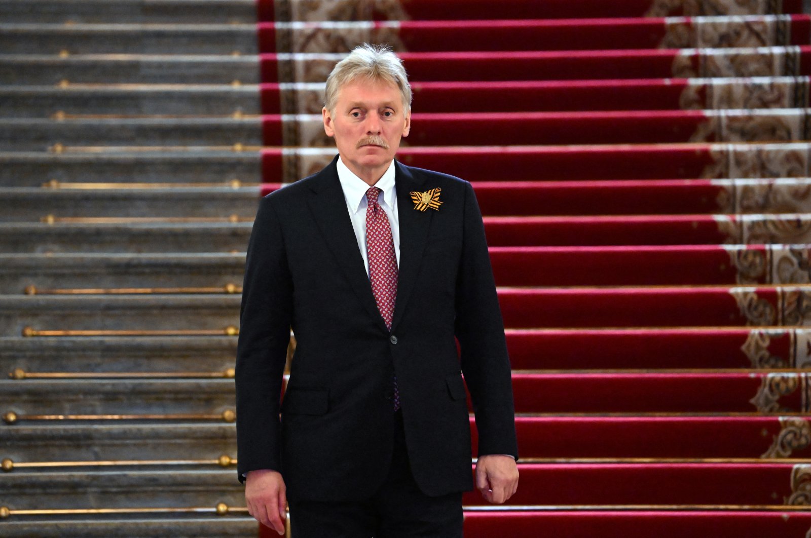Kremlin spokesman Dmitry Peskov leaves after a reception on Victory Day, which marks the 79th anniversary of the victory over Nazi Germany in World War II, in Moscow, Russia, May 9, 2024. (Sputnik/Alexei Maishev/Kremlin via Reuters)