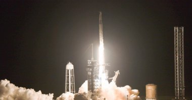 SpaceX&#039;s Polaris Dawn Falcon 9 rocket blasts off from Launch Complex 39A of NASA&#039;s Kennedy Space Center, Cape Canaveral, Florida, U.S., Sept. 10, 2024. (AFP Photo)