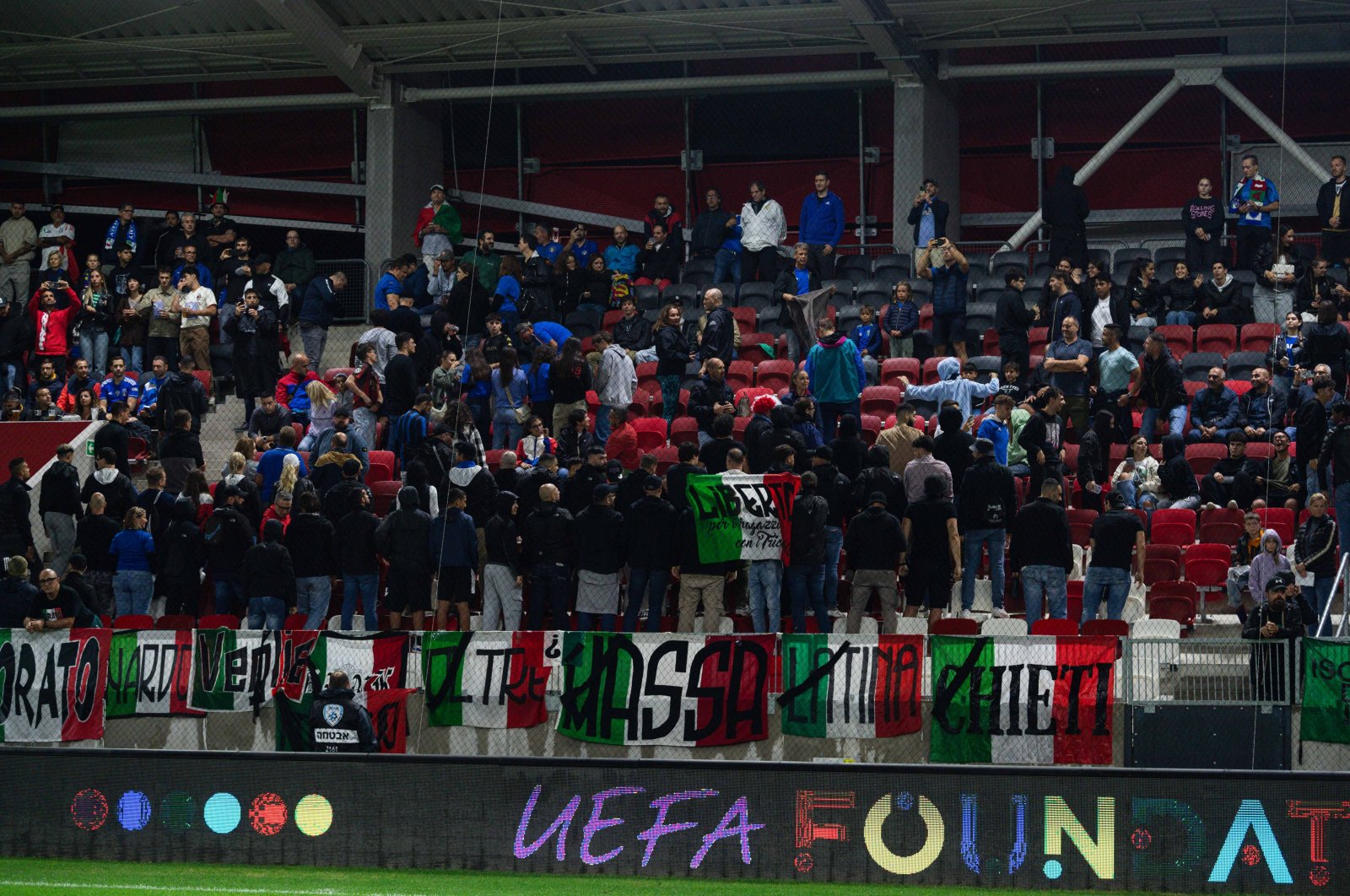 Fans of Italy before the UEFA Nations League 2024/25 League A Group A2 match between Israel and Italy at Bozsik Arena Stadium, Budapest, Hungary, Sept. 9, 2024. (Getty Images Photo)