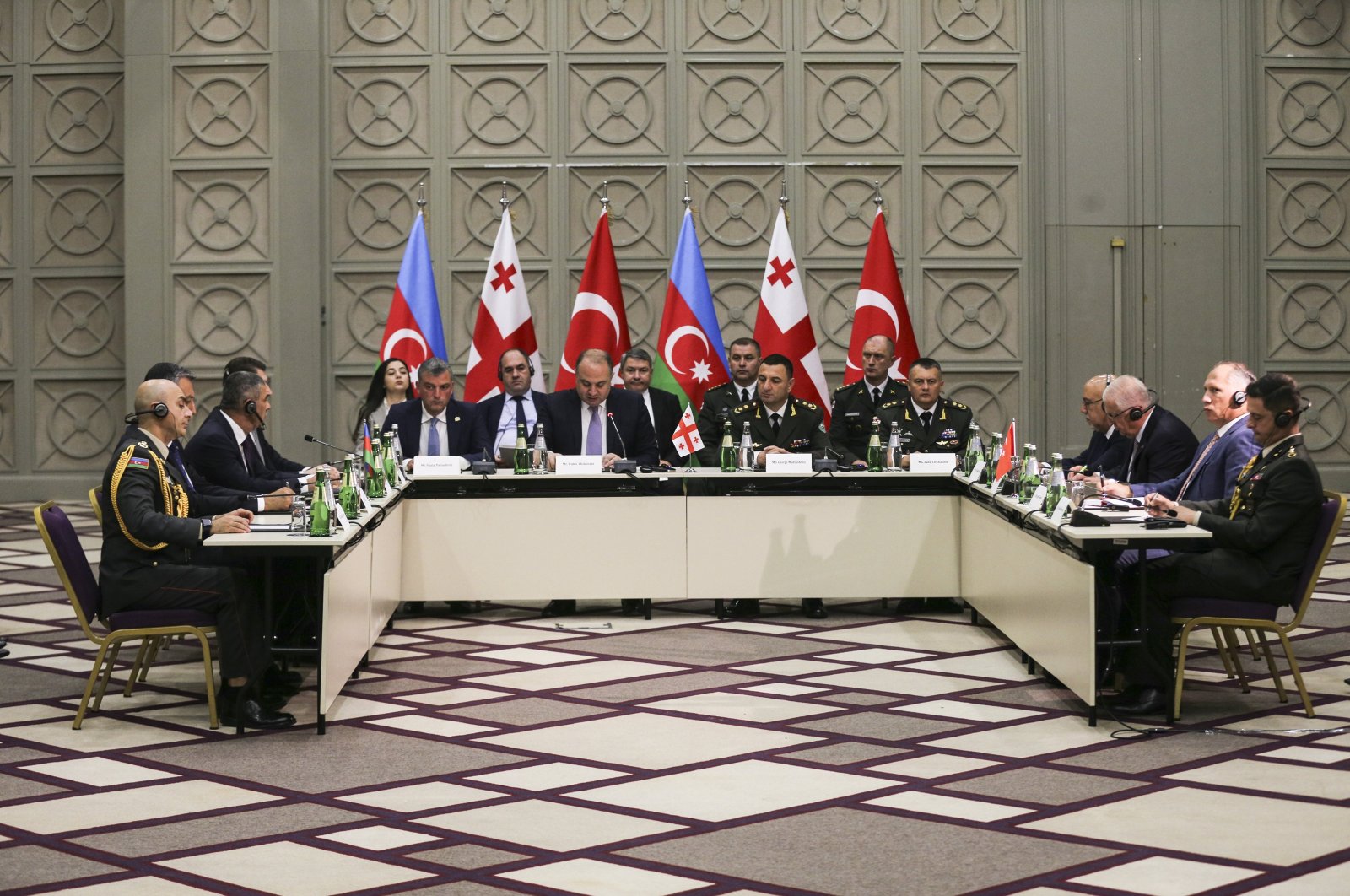 Defense Ministers of Türkiye, Azerbaijan and Georgia attend a trilateral meeting in Batumi, Sept. 10, 2024. (AA Photo)