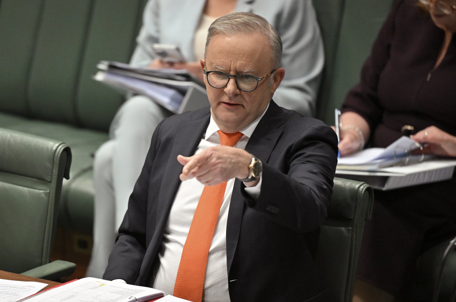 In this photo provided by AAP IMAGE, Australian Prime Minister Anthony Albanese attends a question time at Parliament House in Canberra, Tuesday, Sept. 10, 2024. (AP Photo)