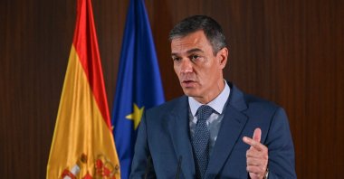 Spanish Prime Minister Pedro Sanchez speaks during a press conference at the Mondragon Industrial Park in Kunshan, southeastern Jiangsu province, Shanghai, China, Sept. 11, 2024. (AFP Photo)