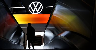 An employee is pictured at the headquarters of Volkswagen in Wolfsburg, Germany, Oct. 26, 2020. (AFP Photo)