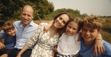 Photo provided by Kensington Palace, shows Kate, Princess of Wales and Prince William with their children Prince George (R), Princess Charlotte and Prince Louis (L), London, England, Sept. 9, 2024. (AP Photos)