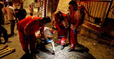 People assess the site of Israeli strikes where several Palestinians were killed, in Tubas, Israeli-occupied West Bank, Sept. 11, 2024. (Reuters Photo)