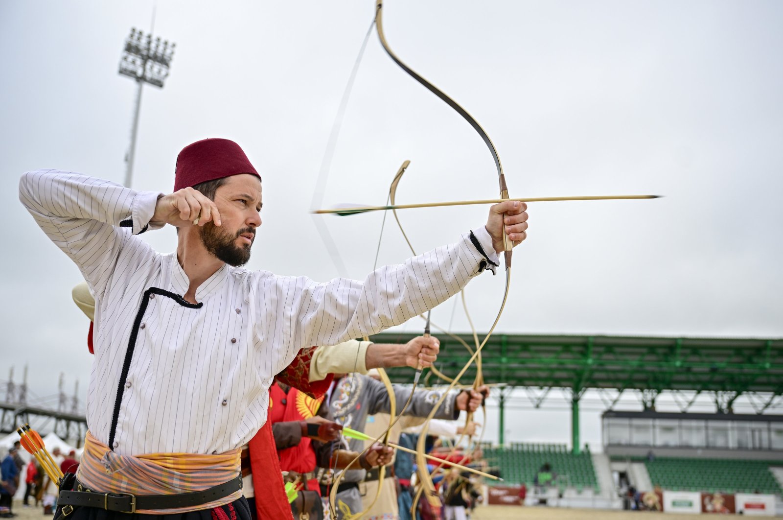 An archer shoots an arrow at the 5th World Nomad Games, Astana, Kazakhstan, Sept. 11, 2024. (AA Photo)