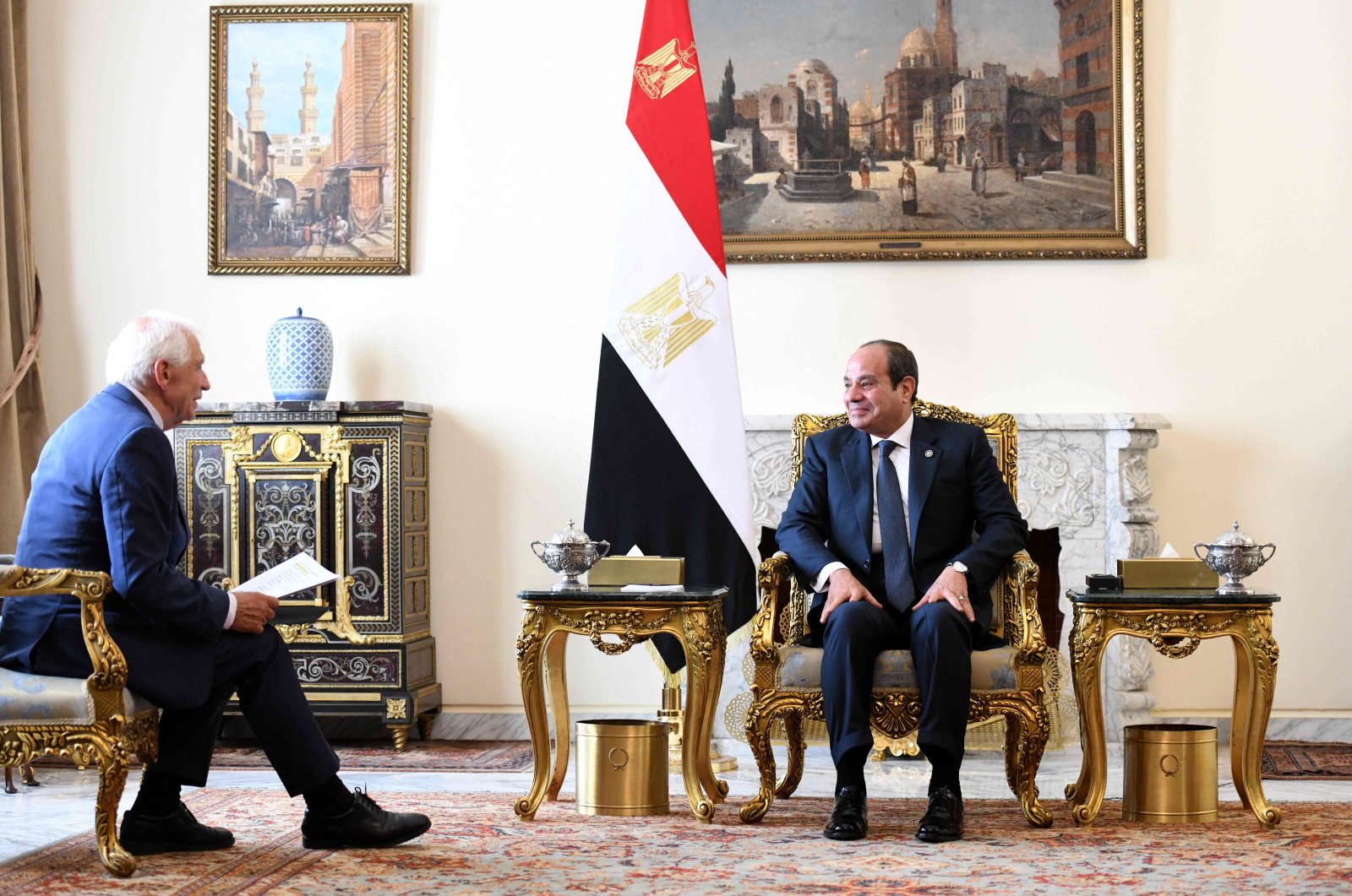 Egypt&#039;s President Abdel Fattah el-Sissi meets with High Representative of the European Union for Foreign Affairs and Security Policy Josep Borrell in Cairo, Sept. 9, 2024. (AFP Photo)