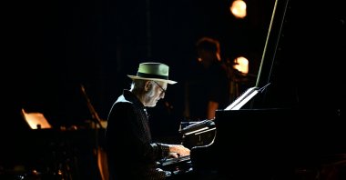Italian pianist Ludovico Einaudi plays the piano at the Harbiye Cemil Topuzlu Open-Air Theater, Istanbul, Türkiye, Sept. 11, 2024. (AA Photo)