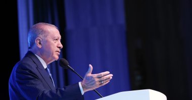 President Recep Tayyip Erdoğan speaks at a program in Kocaeli province, Türkiye, Sept. 7, 2024 (IHA Photo)