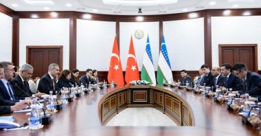 A view of a meeting of Foreign Minister Hakan Fidan and Uzbekistan&#039;s Foreign Minister Bakhtiyor Saidov, Tashkent, Uzbekistan, Sept. 12, 2024. (IHA Photo)