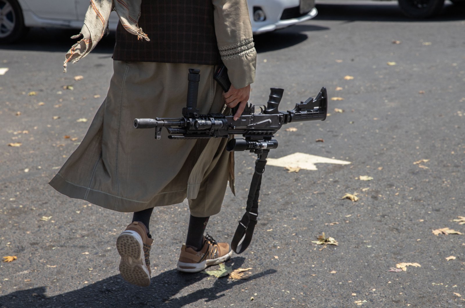 Taliban and their supporters gather in front of the American embassy in Kabul, Afghanistan, Aug.14, 2024. (Reuters File Photo)