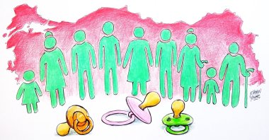 "Although Türkiye is an aging country, its child rate is 26%, well above the EU-27 average (18%). This data shows that Türkiye still has a 10-15-year window of opportunity against the aging crisis." (Illustration by Bünyemin Esen)