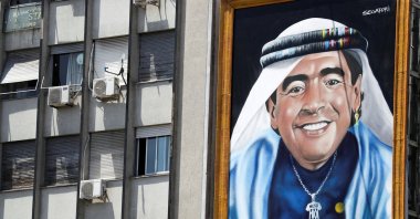 A general view of an 11-meter mural depicting Argentine player Diego Armando Maradona made by urban artist Alfredo Segatori, on the second anniversary of Maradona's death, Buenos Aires, Argentina, Nov. 25, 2022. (Reuters Photo)