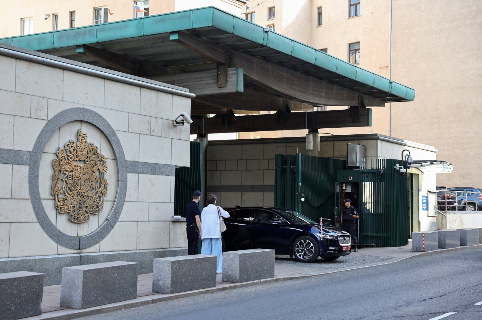 A car of the British ambassador drives out of the embassy, Moscow, Russia, Sept. 13, 2024. (Reuters Photo)