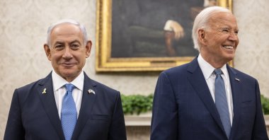 Israeli Prime Minister Benjamin Netanyahu (L) meets with U.S. President Joe Biden for a bilateral meeting in the Oval Office at the White House, Washington, U.S., July 25, 2024. (EPA Photo)