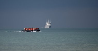 Migrants on an inflatable dinghy attempt to cross the English Channel to reach Britain, near Wimereux, France, Sept. 4, 2024. (Reuters Photo)