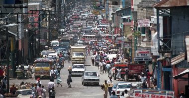 This undated photo shows a view of a busy street in the capital Port au Prince, Haiti. (Getty Images)