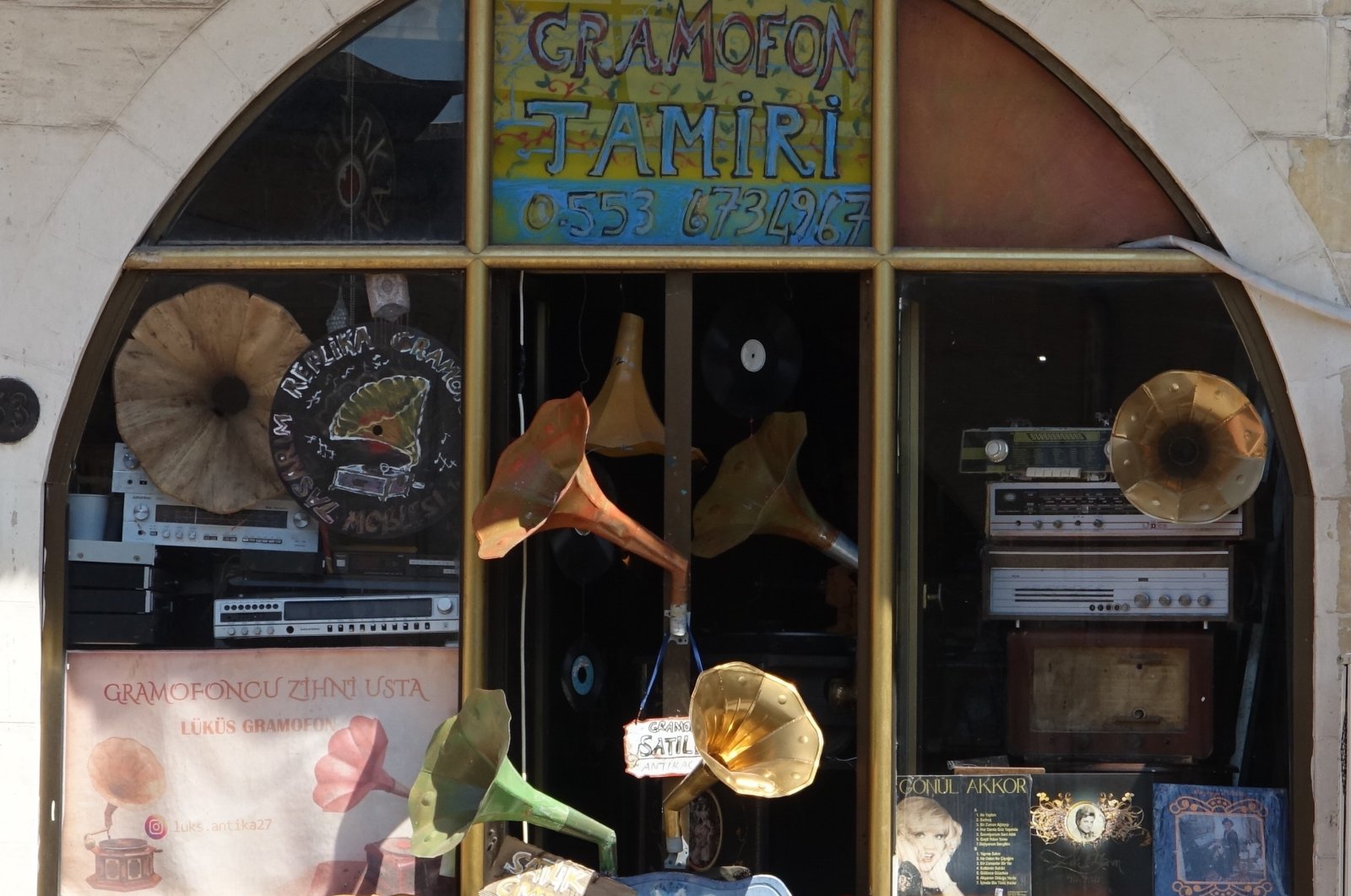 Ahmet Zihni Marangozoğlu&#039;s antique shop in Gaziantep, Türkiye, Sept. 15, 2024. (IHA Photo)