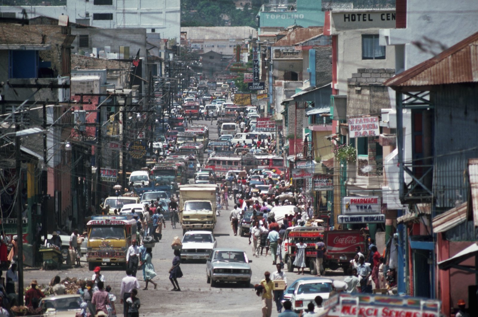 This undated photo shows a view of a busy street in the capital Port au Prince, Haiti. (Getty Images)