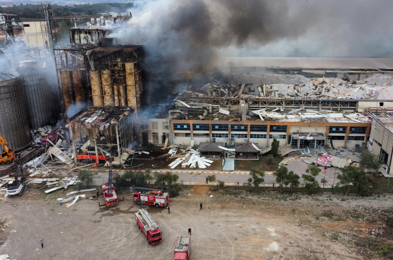 Aerial view of the factory explosion site in Sakarya, Türkiye, Sept. 15, 2024. (AA Photo)