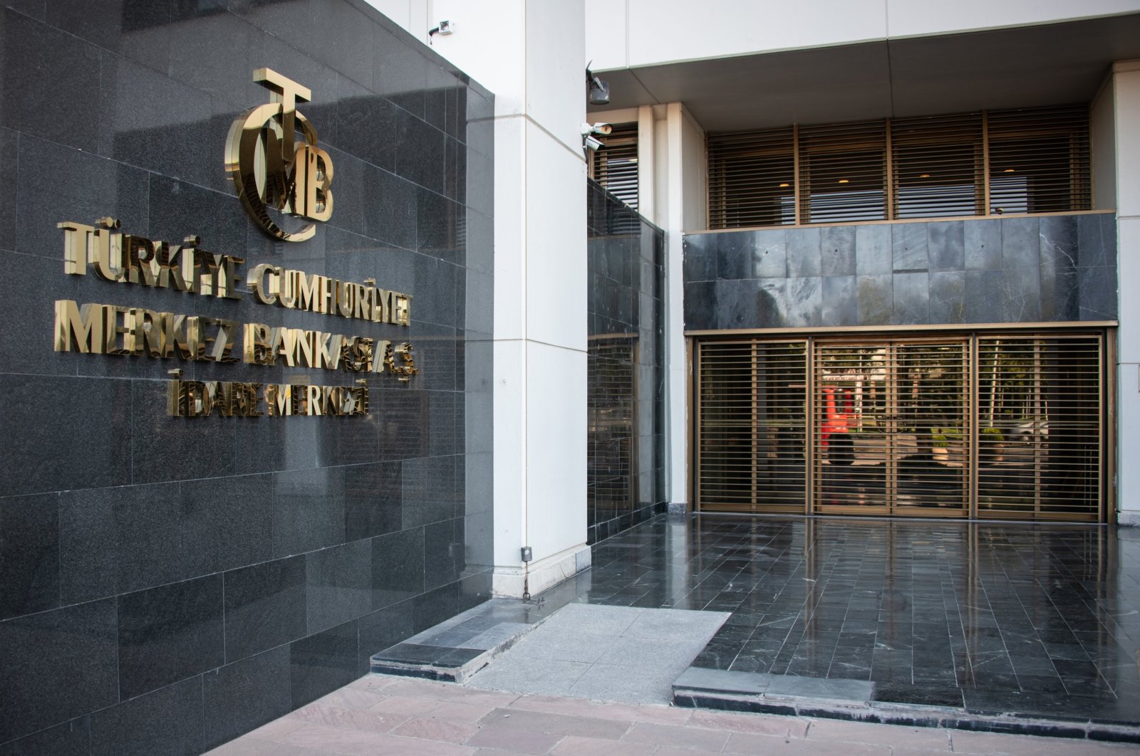 The entrance sign of the building housing the Central Bank of the Republic of Türkiye (CBRT), Ankara, Türkiye, Sept. 24, 2022. (Reuters Photo)