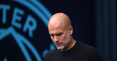 Manchester City's Pep Guardiola looks on prior to the Premier League match against Brentford at Etihad Stadium, Manchester, U.K., Sept. 14, 2024. (Getty Images Photo)