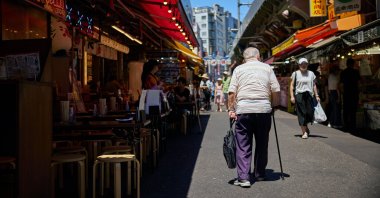 An elderly shopper is seen in the Ueno area of Tokyo, Japan, July 30, 2023. (Getty Images)
