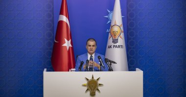 AK Party spokesman Ömer Çelik speaks to reporters at a news conference in Ankara, Sept. 16, 2024. (AA Photo)