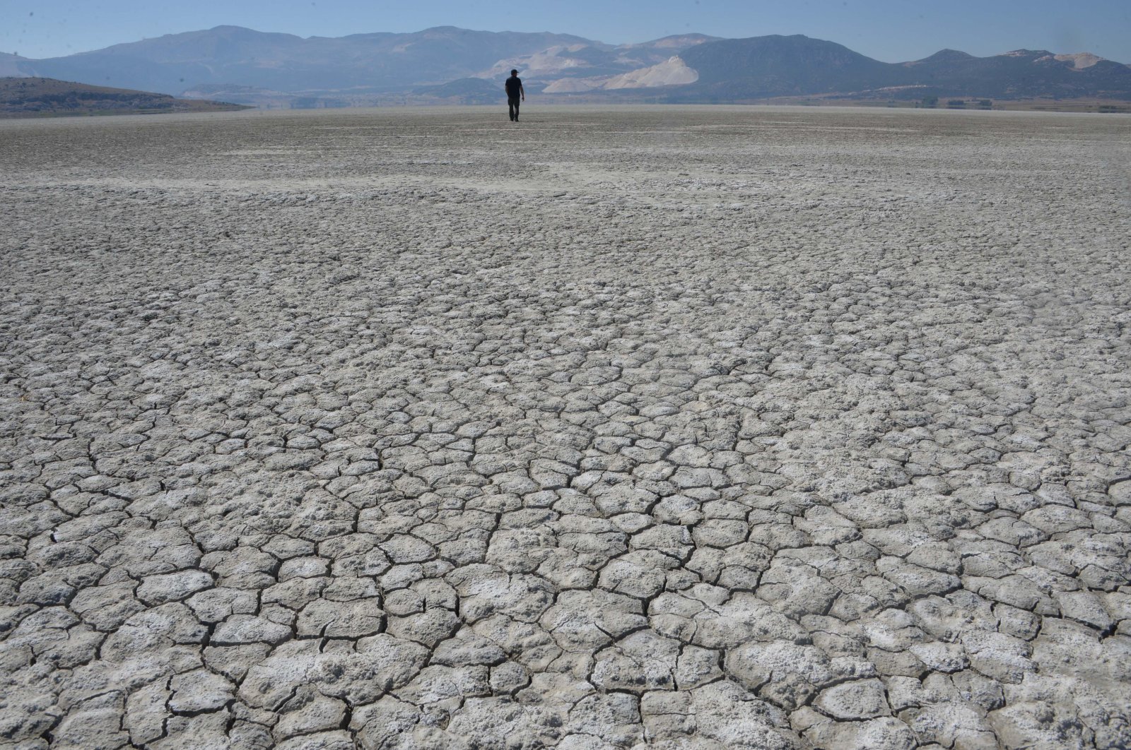 Lake Yarışlı is among the lakes that have completely dried up in recent years, Burdur, Türkiye, Sept. 15, 2024. (DHA Photo)